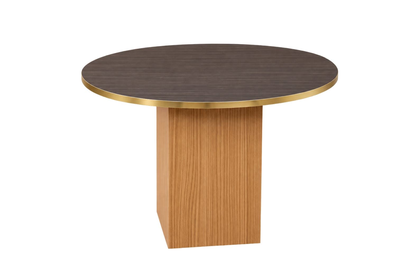 Table Basse Ronde Chic Bois Sombre & Contour Doré Ø 80 cm